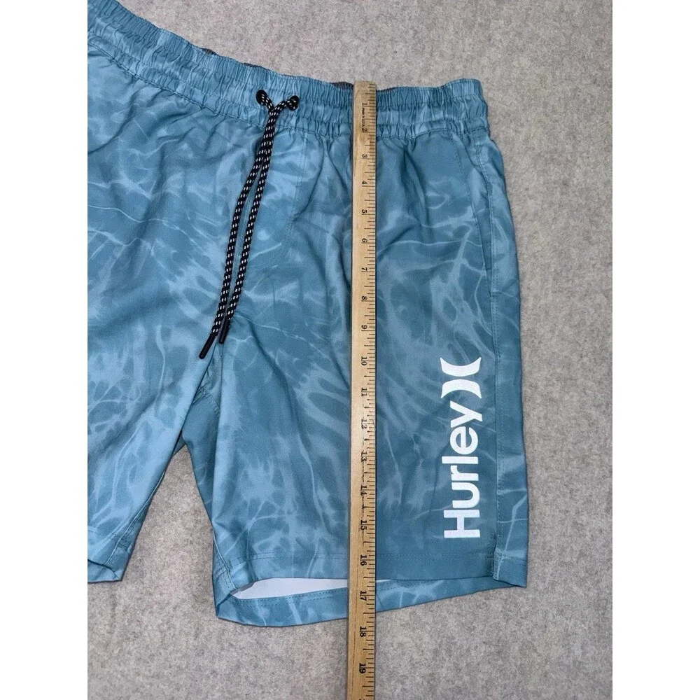 Hurley Men’s Medium Volley Swim Trunks With Built In Shorts And Pockets Blue